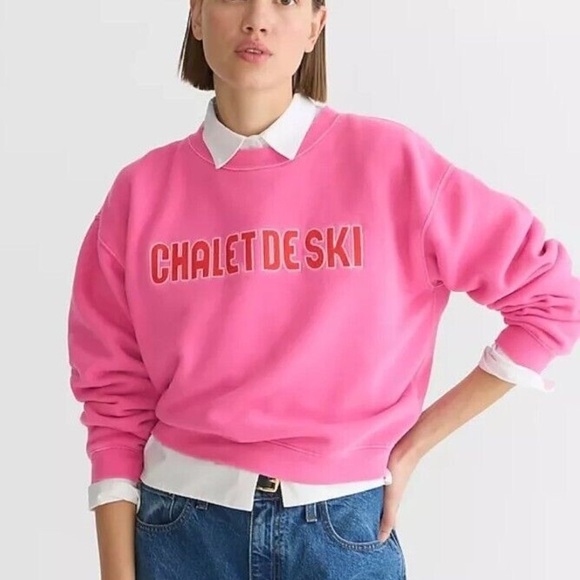 J. Crew Heritage Pink Chalet De Ski Sweatshirt - Picture 1 of 10